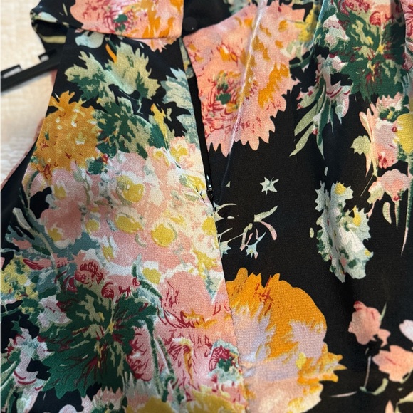 Petal & Pup Black Floral Dress with an Asymmetrical neckline. - Picture 5 of 7